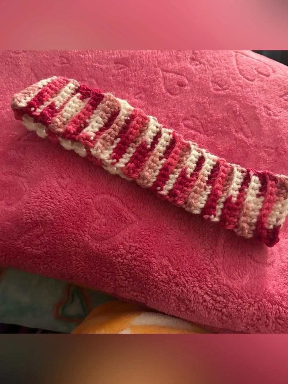 Pink Striped Crochet Headband